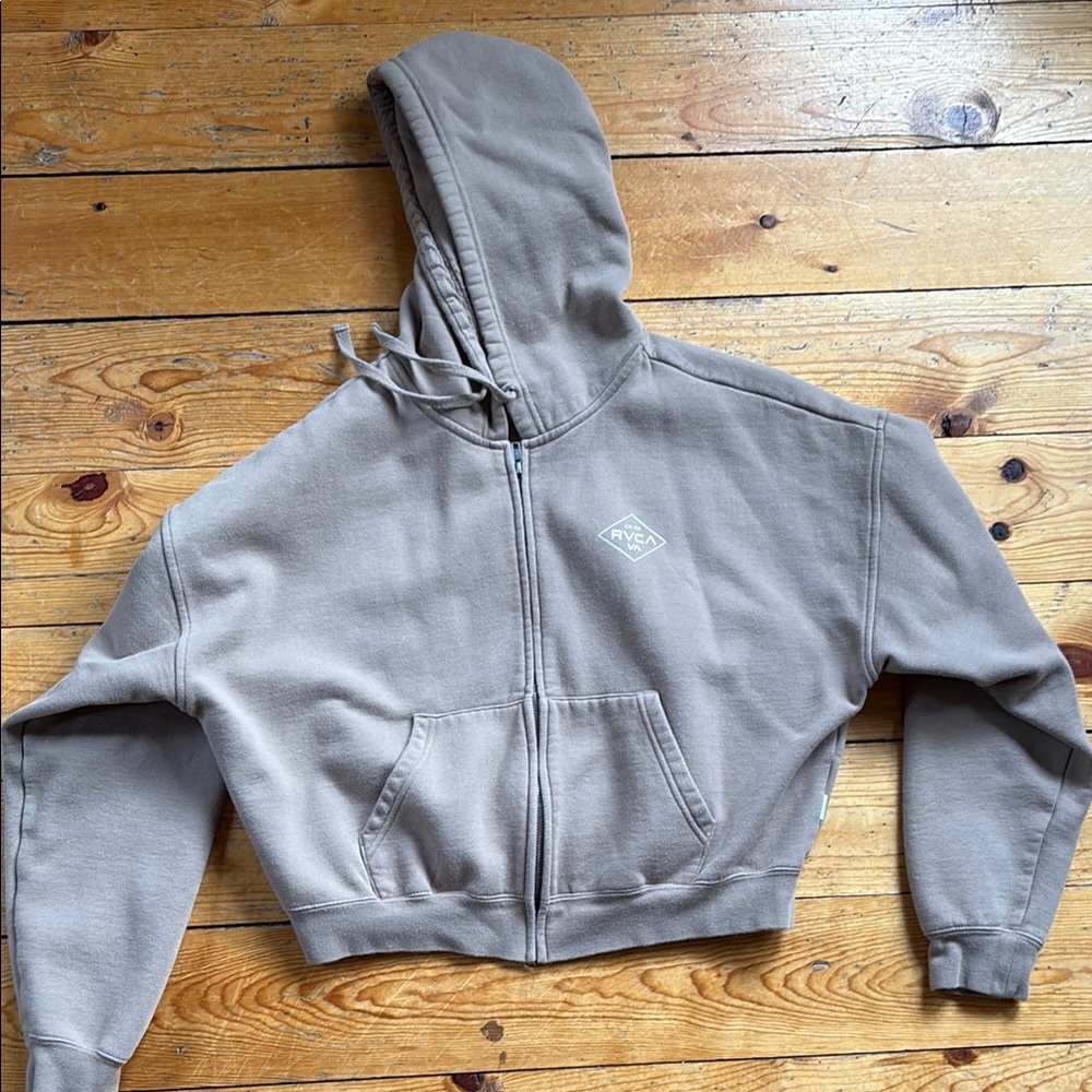 RVCA Taupe Cropped Hoodie